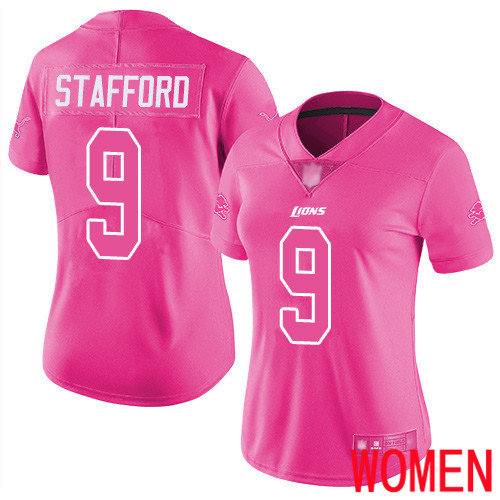 Detroit Lions Limited Pink Women Matthew Stafford Jersey NFL Football #9 Rush Fashion->youth nfl jersey->Youth Jersey